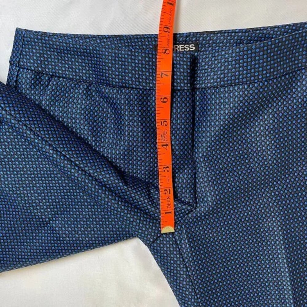 Express Columnist Ankle Dress Pants Sheen Patterned Navy Black Size 2 - Picture 7 of 13